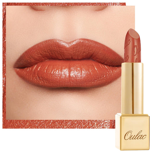Oulac OULAC Glow Metallic Shine Orange Lipstick, Coral High Impact Lipcolor, Lightweight Soft and Ultra Hydrating, Long Lasting, Vegan & Cruelty-Free, Full Coverage Lip Color 4.3 g/0.15 GM07 Outrageous