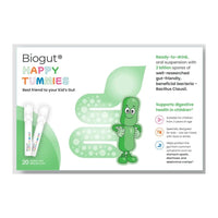 BIOGUT Biogut Happy Tummies | Kids Supplement Drink |Bacillus Clausii | Helps with Stomach Upset, Diarrhoea & Cramps | Mix with Food or Drinks for Fussy Eaters | 20 Ready-to-Drink Vials