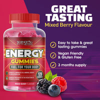 SCIENCE FITNESS Energy Gummies |120 Mixed Berry Flavour Gummies from Science Fitness Brand |4 Months Supply