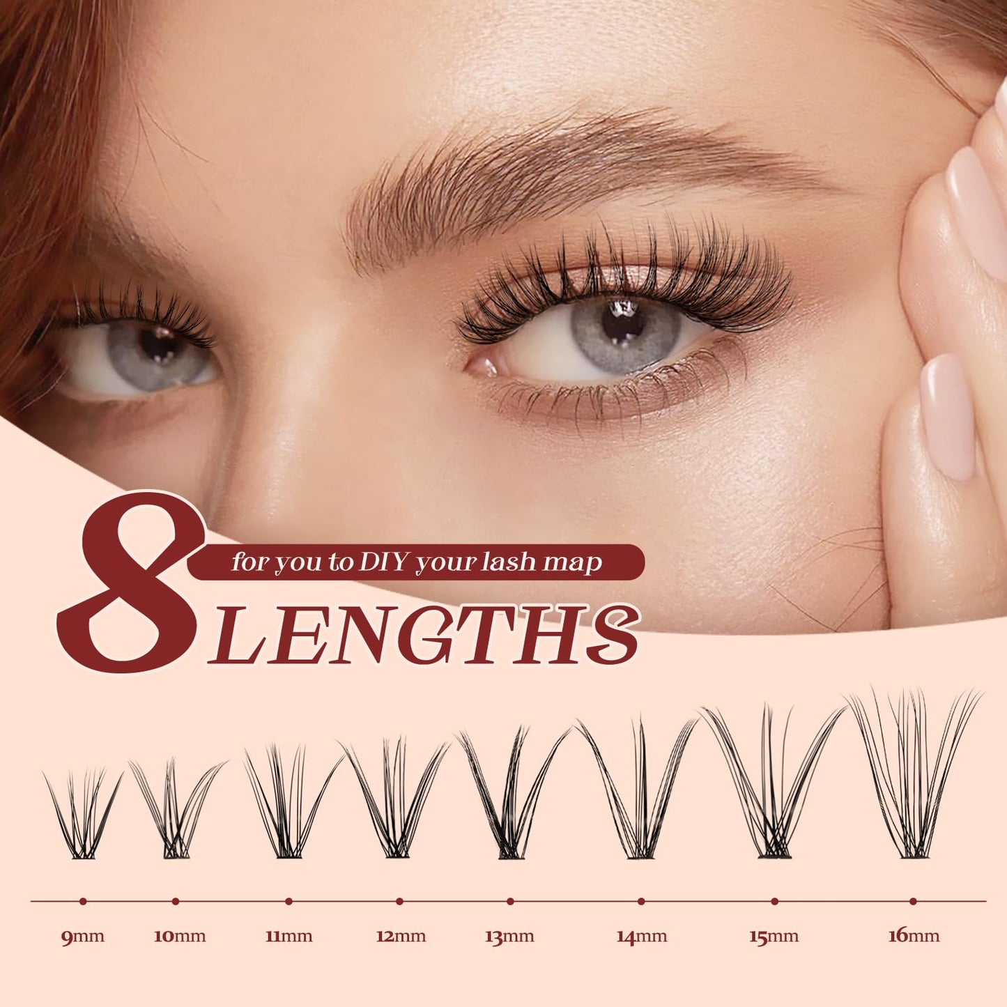 Higu clace Individual Lashes Cluster 320pcs, C curl Lash Clusters 20D DIY Individual Eyelashes 9-16mm Mixed,Wispy Lash Extension Clusters Reusable False Lashes Clusters(20D Ccurl 9-16mm)