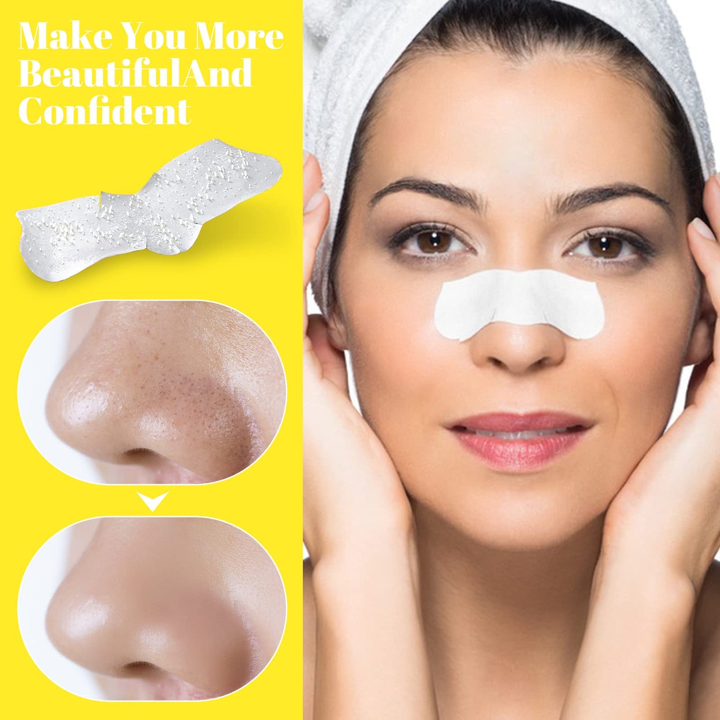 Tioueo Nose Strips 80 Packs, Blackhead Remover Pore Strips, Blackhead Pore Strip, Deep Cleansing Nose Strips for Clearer Skin White