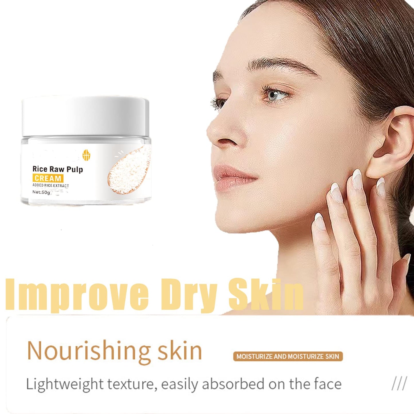 DMQ Rice Face Cream,Hydrating Face Moisturiser,Rosacea Cream for Face,High Firming & Deep Nourishing,Natural Rice Moisturising Cream Face,Brightening Face Cream,Sensitive Face Cream,Anti Aging Elasticity