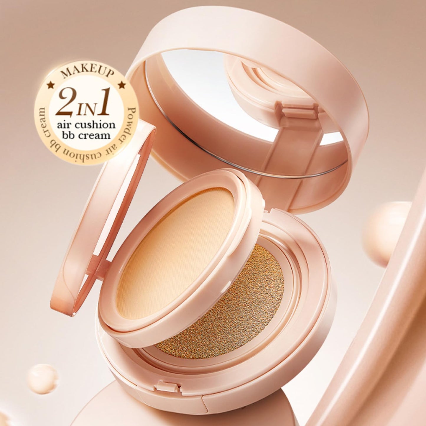 RUICHING CC Cream Cushion Foundation Tinted Moisturiser, Skin Tint Full Coverage Foundation Makeup, Lightweight Breathable Hydrating Smoothing Color Correcting Cream Face Women