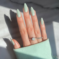 KQueenest Soft Gel Press on Nails Almond Medium, Mint Green False Nails Almond, Glossy Solid Color Stiletto Fake Nails Set, Natural Reusable Stick on Nail for Women Finger Daily Wear 24 Pcs