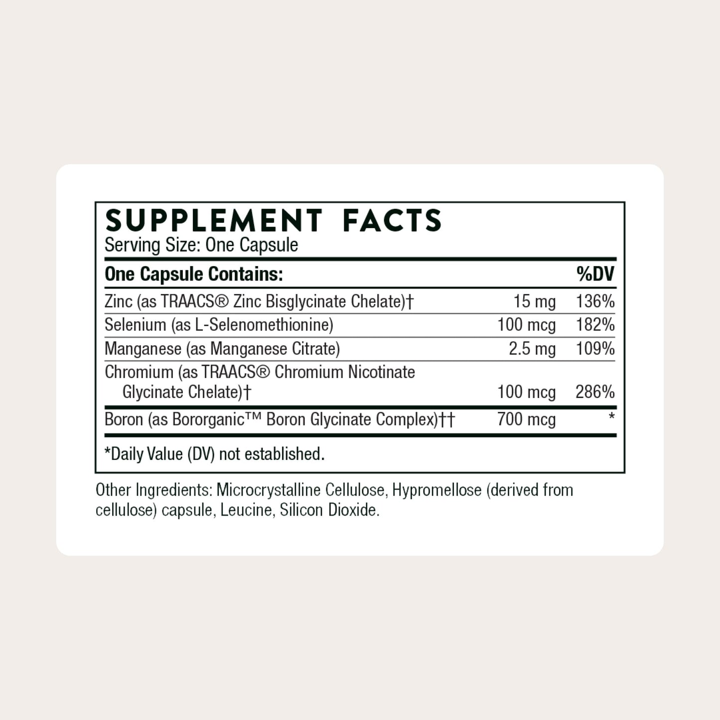 THORNE - Trace Minerals - Dietary Supplement with Zinc, Boron & Selenium - Chelated Forms - Comprehensive Formula - 90 Capsules