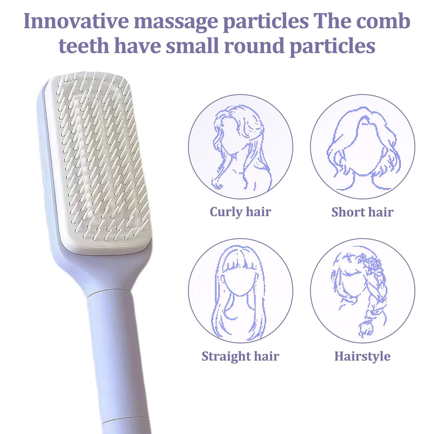 ExcellaElite Detangle Brush,Two-Tiered Detangling Hair Brush,Girls Hair Brush with Oval Handle Cleaning Claw,for Curly,Straight,Thick,Wet & Dry Hair (Roland Purple)
