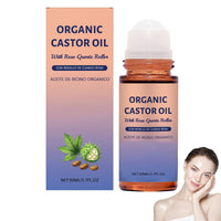 Generic Organic Castor Oil with Rose Quartz Roller, 50ml Organic Castor Oil Roll On, Natural Ingredients, Gently Nourishes Skin, Deep Hydration & Smoothing, for Belly, Face, Body, 1.7 fl oz