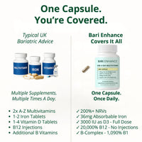 Bari Enhance 3 Month Supply - Bariatric Multivitamin with Iron 36mg | One A Day Bariatric Vitamins for Gastric Bypass and Gastric Sleeve | ADEK Vitamins Bariatric Vitamin D and B12 | 90 Easy to Swallow Capsules