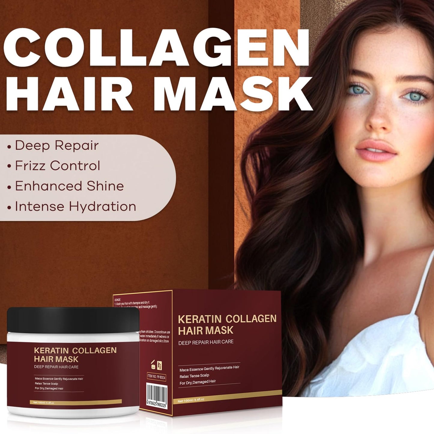 Orknglowy Collagen Hair Mask - Maca Deep Repair Colla-gen Hair Masks For Dry & Damaged Hair | With Hydrolyzed Collagen | Keratin Coll-agen Hair Mask - Deep Repair Hair Care, Smooths and Nourishes