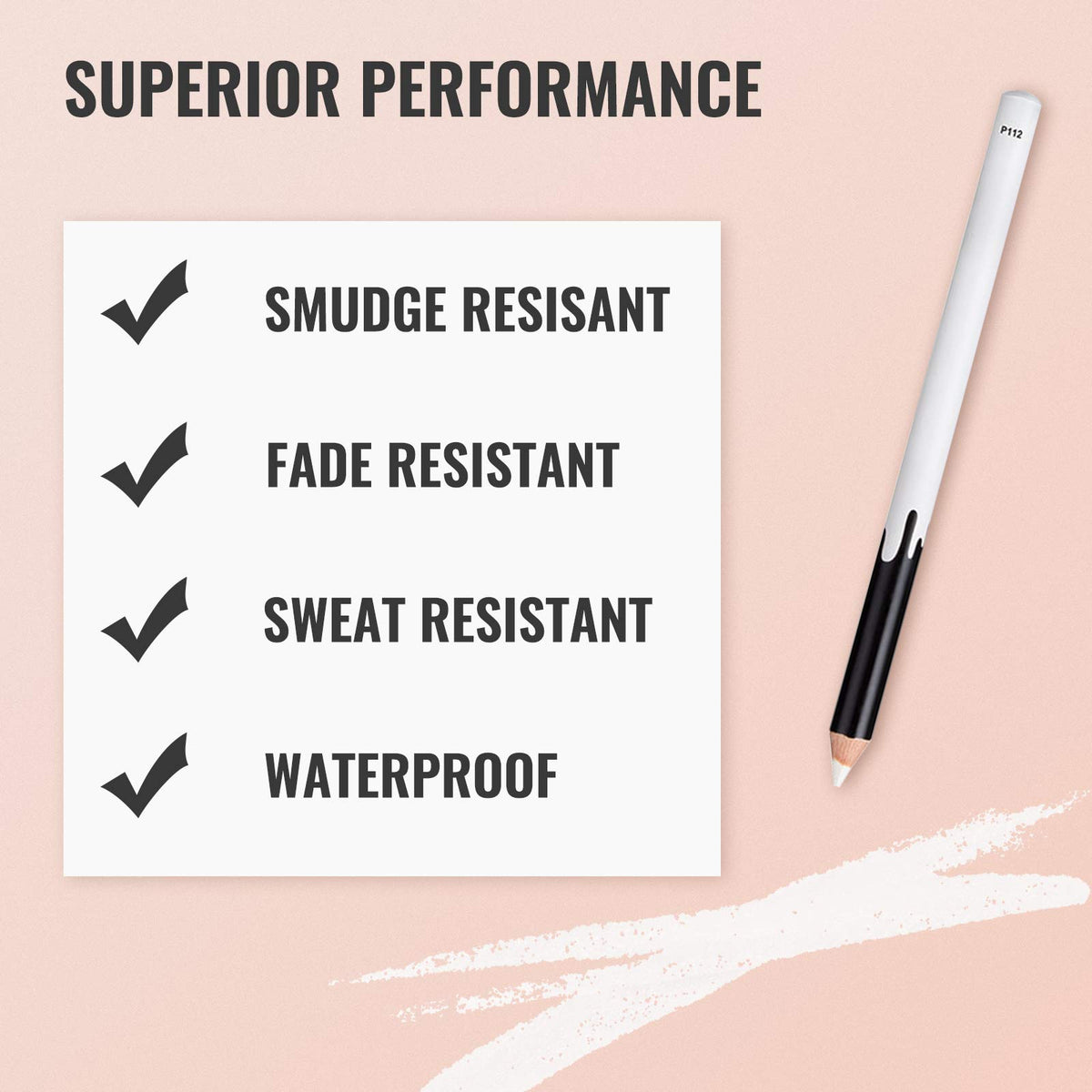 12PCS Erinde White Eyeliner Pencil, Soft Highlighter Gel Eyeliner Pencil