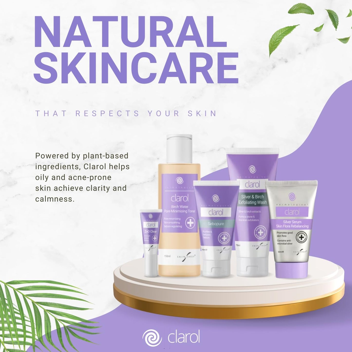 Skin Shop CLAROL Silver Serum 50ml – The First 'Smart' Anti-Bacterial Solution for Acne, Oily Skin, Redness, Scars, and Sensitive Skin