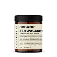 Erbology Organic Ashwagandha Powder 90g - 45 Servings - Sleep Aid - Rich in Withanolides - Sustainably Sourced Straight from Farm in India - Small Batch - Vegan - GMO-Free