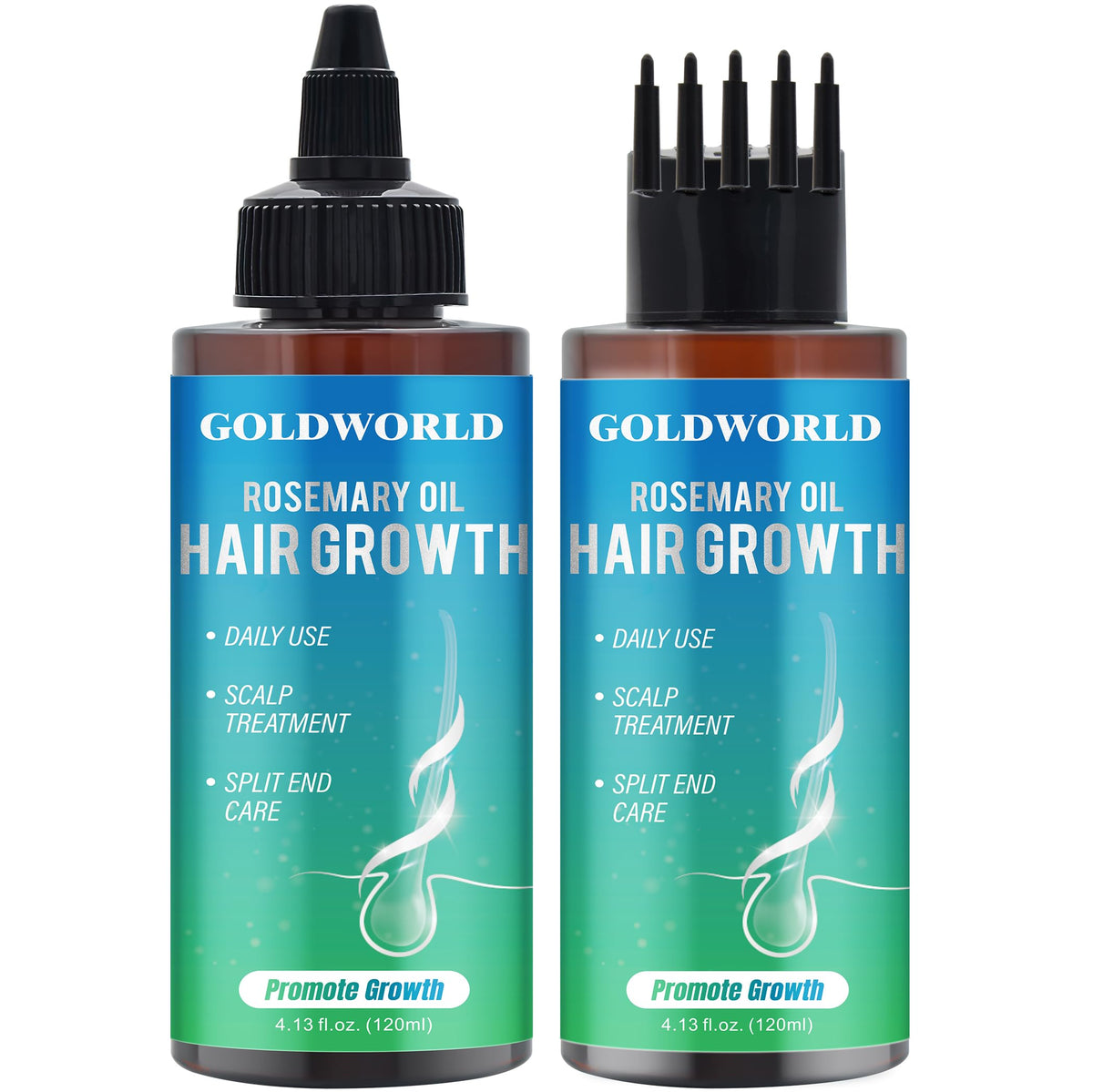 GoldWorld Rosemary Oil for Hair Growth,2x120ml Diluted Rosemary Oil and Hair Serum for Dry Damaged Hair,Proven Hair Loss Treatment & Hair Thickening Products