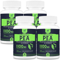 Liposomal Palmitoylethanolamide (Pea) 1100mg with Luteolin, Micronized Pea - High Purity, Super Absorption and Optimal Effectiveness, 60 Softgels (Pack of 4)