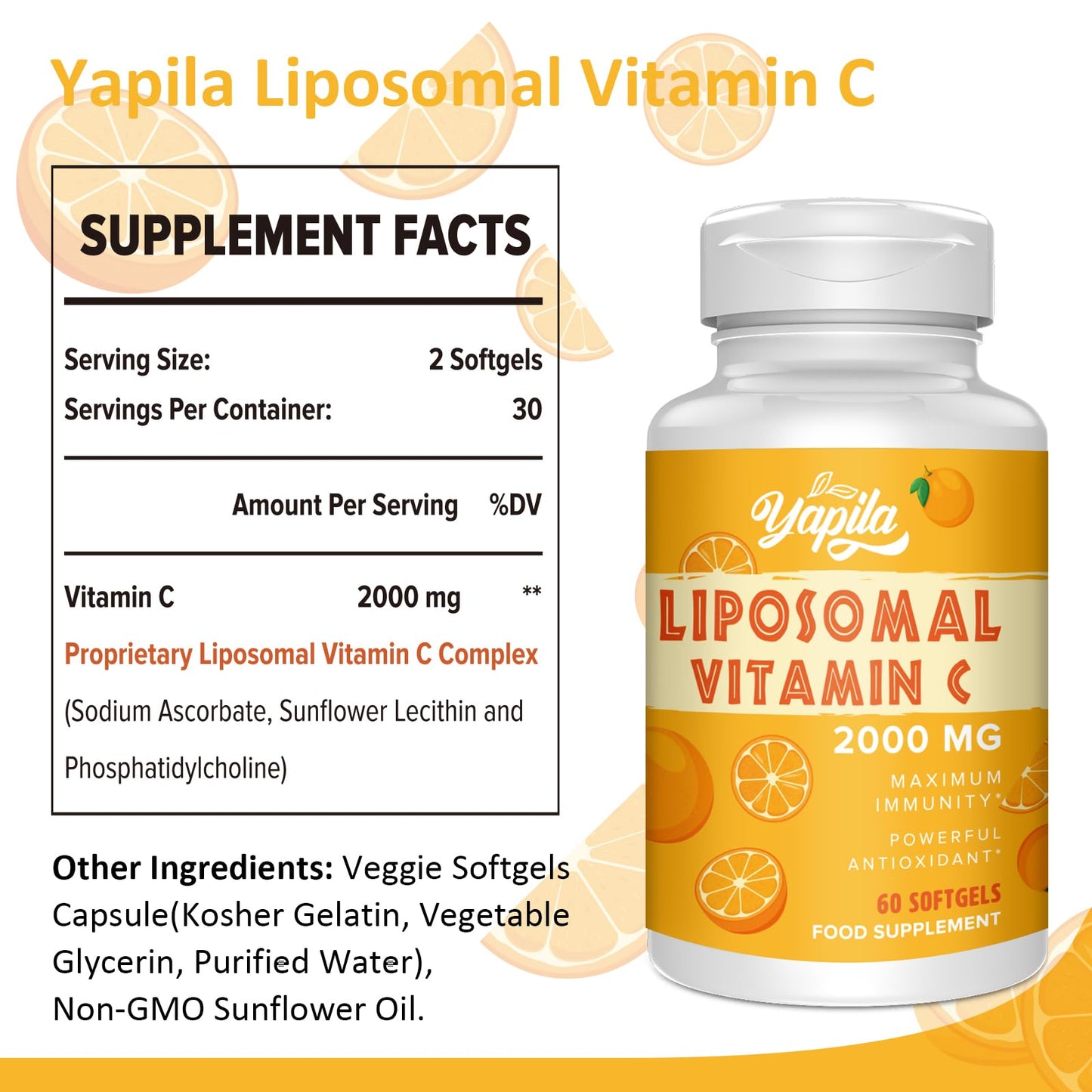 Liposomal Vitamin C Capsules 2000mg(3 Pack), Maximum Absorption, High dose VIT C, Ascorbic Acid, Antioxidant Supplement, Soy-Free, Non-GMO