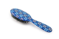 Rock & Ruddle Natural Mixed Boar Bristle Hair Brush for Women and Kids (Small/Travel Size, 17.5cm - Perfect for Wet or Dry Hair, Detangling Smoothing Blowdrying - Made in UK - Tile Blue