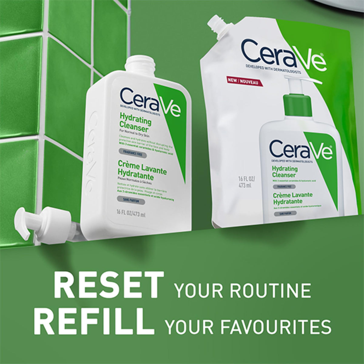 CeraVe Hydrating Cleanser Refill Face Wash for Normal to Dry Skin, 473ml