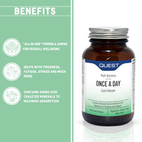 Quest - 90x Once A Day Multivitamins and Minerals Supplements. Daily Vitamins for Men & Women to Support and Boost Overall Well Being. Vitamins C, D, B, Iron, Magnesium, Zinc and More (1 Pack)