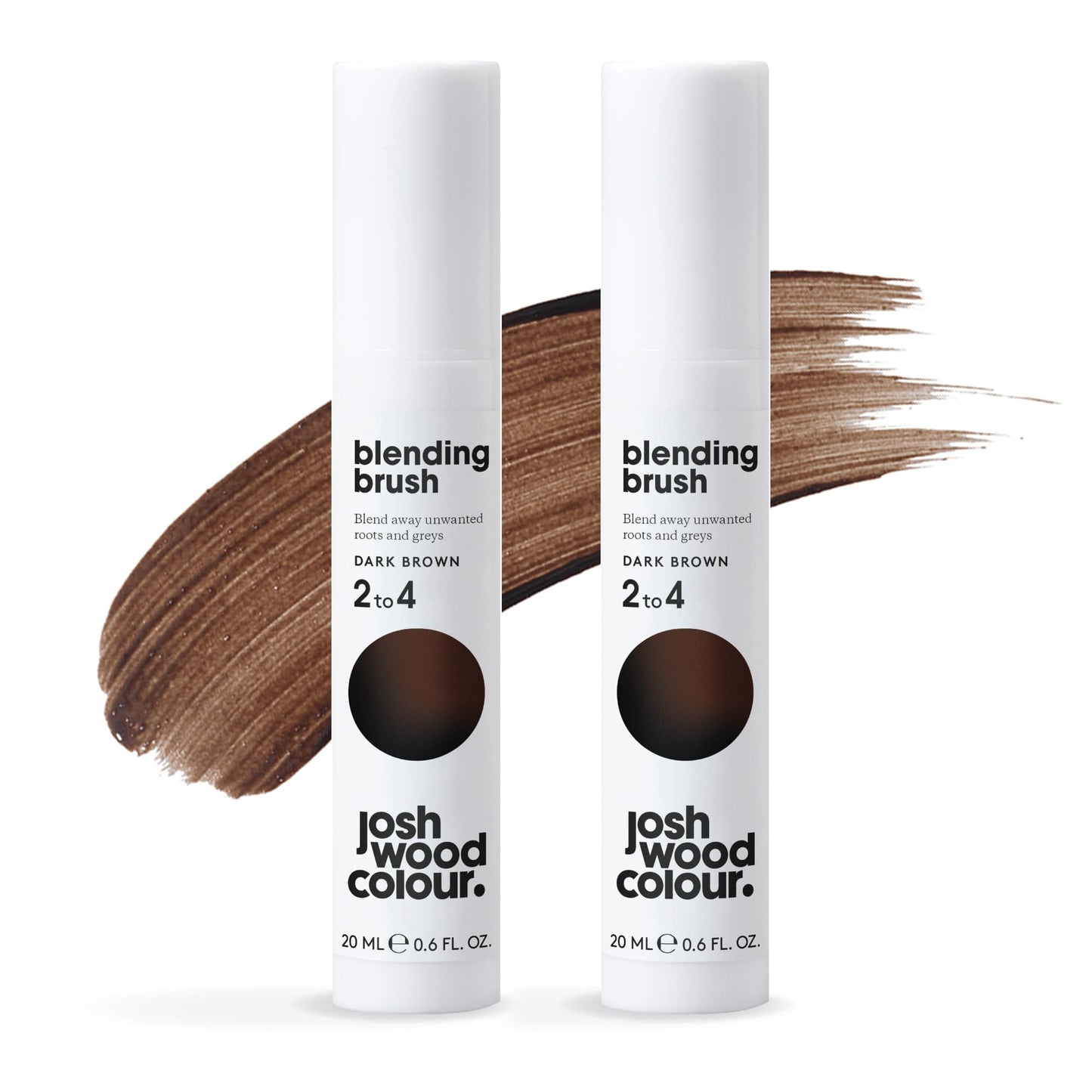 Josh Wood Colour Dark Brown Blending Brush Duo Bundle Grey Root Touch Up to Cover Regrowth in between Colouring, Temporary, WASHES OUT, Vegan, 2 Tubes
