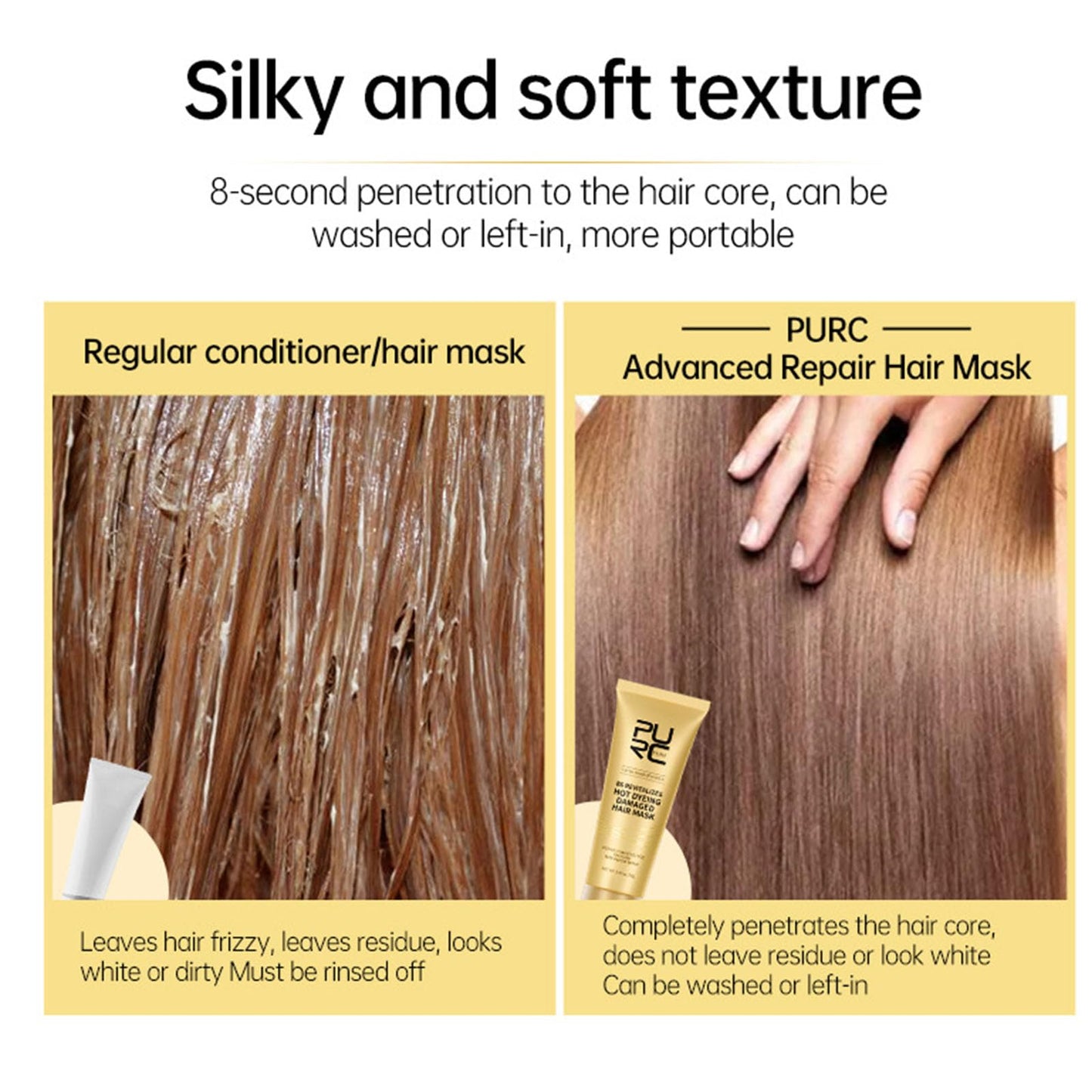 Advanced Hair Mask,Professional Keratin Hair Mask,8s Revitalizes Hot Dyeing Damaged Hair,Instantly Smooths Frizz,for Color Treated Hair Dry,Hair Repair Treatment for Damaged Hair 2.47 Oz