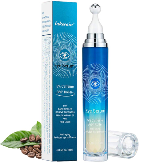 Trendyfave 5% Caffeine Eye Serum Roller, Under Eye Cream For Dark Circles And Puffiness, Eye Serum Anti Aging With 360° Massage Ball Reduce Eye Bags, Under Eye Serum Reduce Wrinkles And Fine Lines