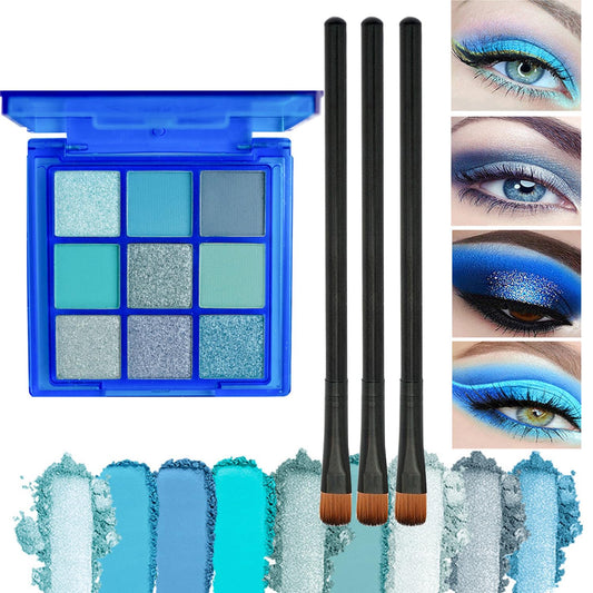 Generic Blue Smokey Eye Shadow Palette, Metallic Glitter Blue Eyeshadows for Vibrant Makeup, Lightweight Portable, Perfect for Daily Wear or Special Occasions, Gothic-Inspired Makeup Palette for Smoky Natural