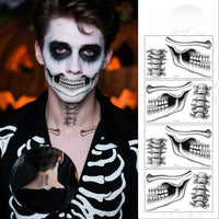 Lekabee skeleton mouth temporary tattoo,devil face temporary tattoo,halloween face stickers,halloween make up adults,face tattoos for men and women,horror make up,scary face tattoos