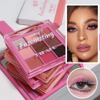 GEEWHILE Pink Eyeshadow Palette Brown Black Pink Matte Glitter Eye Shadow Pallets For Women, Highly Pigmented Long Lasting Pink Smokey Eyeshadow Make-Up Palettes Waterproof Blendable Pink Eyeshadow Palette