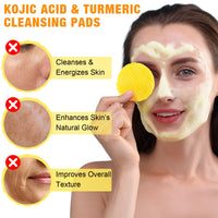 Kojic Acid and Turmeric Pads,Turmeric kojic Acid Pads for Face, Turmeric and Kojic Acid Cleansing Pads,Turmeric Cleansing Pads for Dark spots, Exfoliating, Acne Scars (50 PCS)