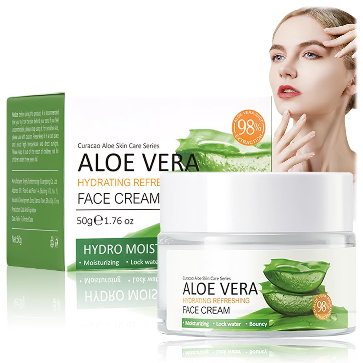 FresFresi Aloe Vera Face Cream - Hydrating & Nourishing Moisturizer for Women, 98% Pure Aloe Vera, Suitable for All Skin Types - Moisturize & Combat Wrinkles naturally