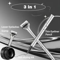 Lower Lash Stamp, 2 in 1 Bottom Lashes Stamp, Eyeliner Pen Lower Lash Stamp Set for Girls Women Quick Eye Makeup for Beginner Waterproof Sweat Proof Long Lasting (Black)