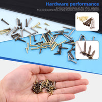 GLARKS Glarks 1600Pcs Small Tiny Nails Kit Wood Screw Nail Gold Silver Bronze 1x6mm, 1x8mm 1x10mm Mini Nails for DIY Hardware Accessories Fixed Installation