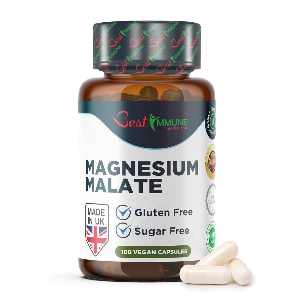Best Immune International Best Immune, Magnesium Malate 500mg – High Strength Supplement for Absorption and Energy Support – 100 Vegan Capsules
