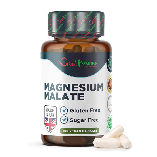 Best Immune International Best Immune, Magnesium Malate 500mg – High Strength Supplement for Absorption and Energy Support – 100 Vegan Capsules