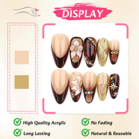 Ceboic French False Nails Short, 24Pcs Square Fake Nails Pink Orange Swirl Press on Nails with Rainbow Designs, Full Cover Artificial Nail Tips Stick on Nails for Women and Girls