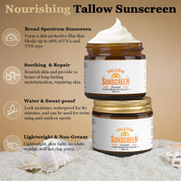 Beef Tallow Sunscreen Spf 50 - Organic Sun Cream 100% Grass-Fed Tallow - Instant Sun Protection Cream For Face & Body - Lightweight Moisturizing Sun Screen For Women, Men Ourdoor Daily Defence