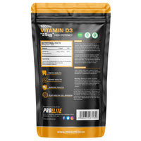 Vitamin D 1000iu (25mcg) 365 Vegan Tablets | 1 Year Supply for Maintenance of Healthy Immune System, Muscles, Bones & Teeth Vitamin D3 Cholecalciferol Made in The UK by PROELITE