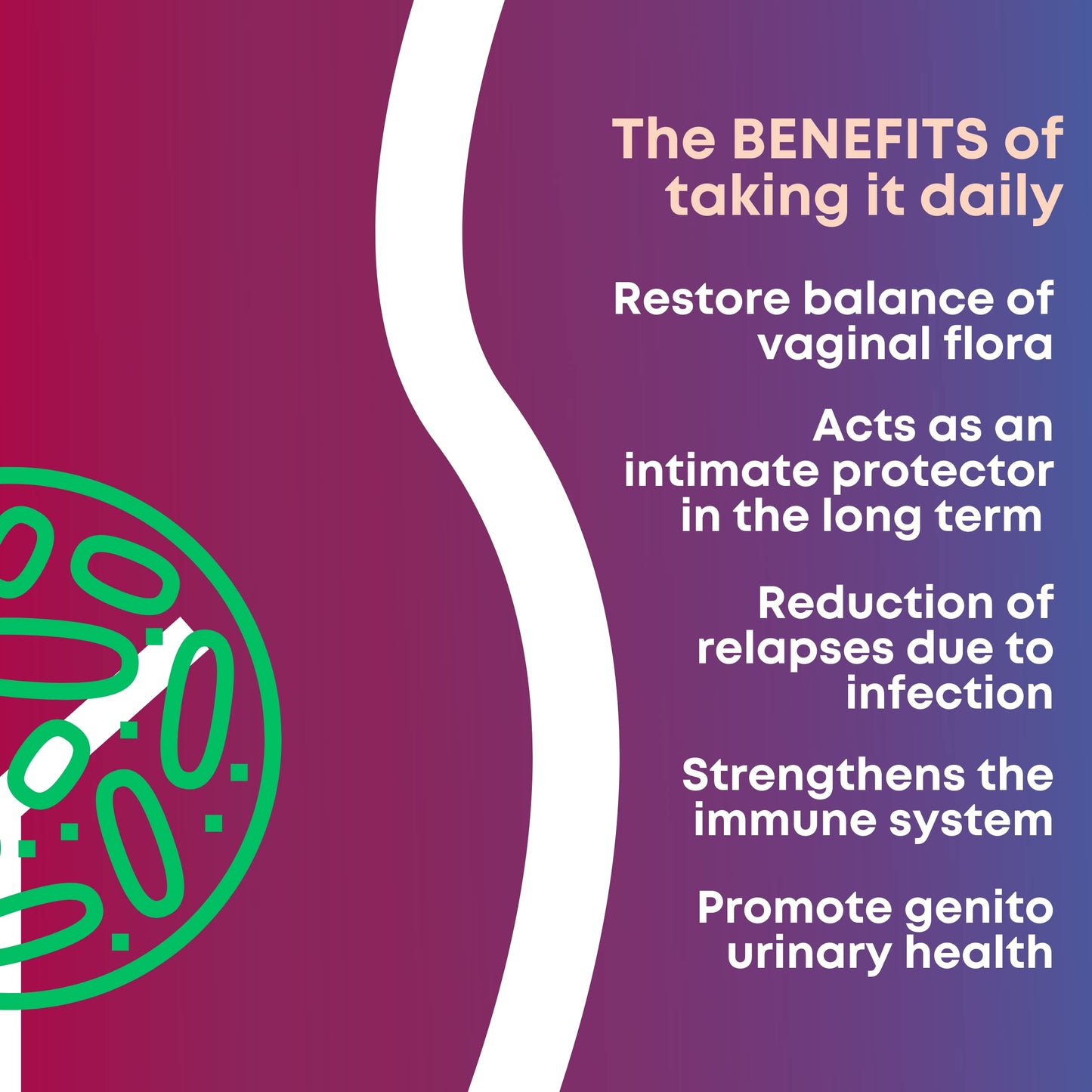 GYNEBAL Probiotics for Women - Balance Vaginal Flora - 10.000 Millions of Bacterial Cultures Rhamnosus Acidophilus and Cranberry 40% PACs for Ladies - One Month Supply - Oral 30 Capsules