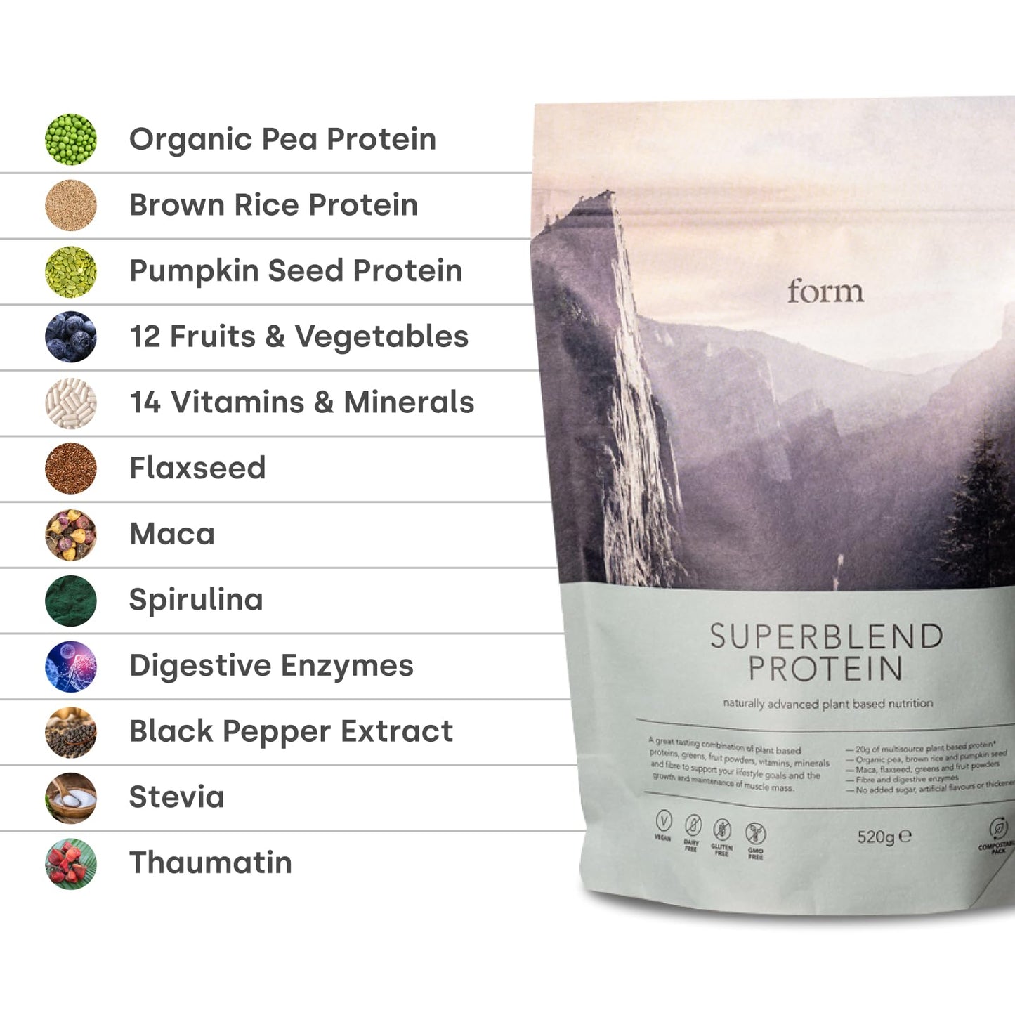 Form Superblend - Vegan Protein Powder, 20g Plant Protein (Vanilla)