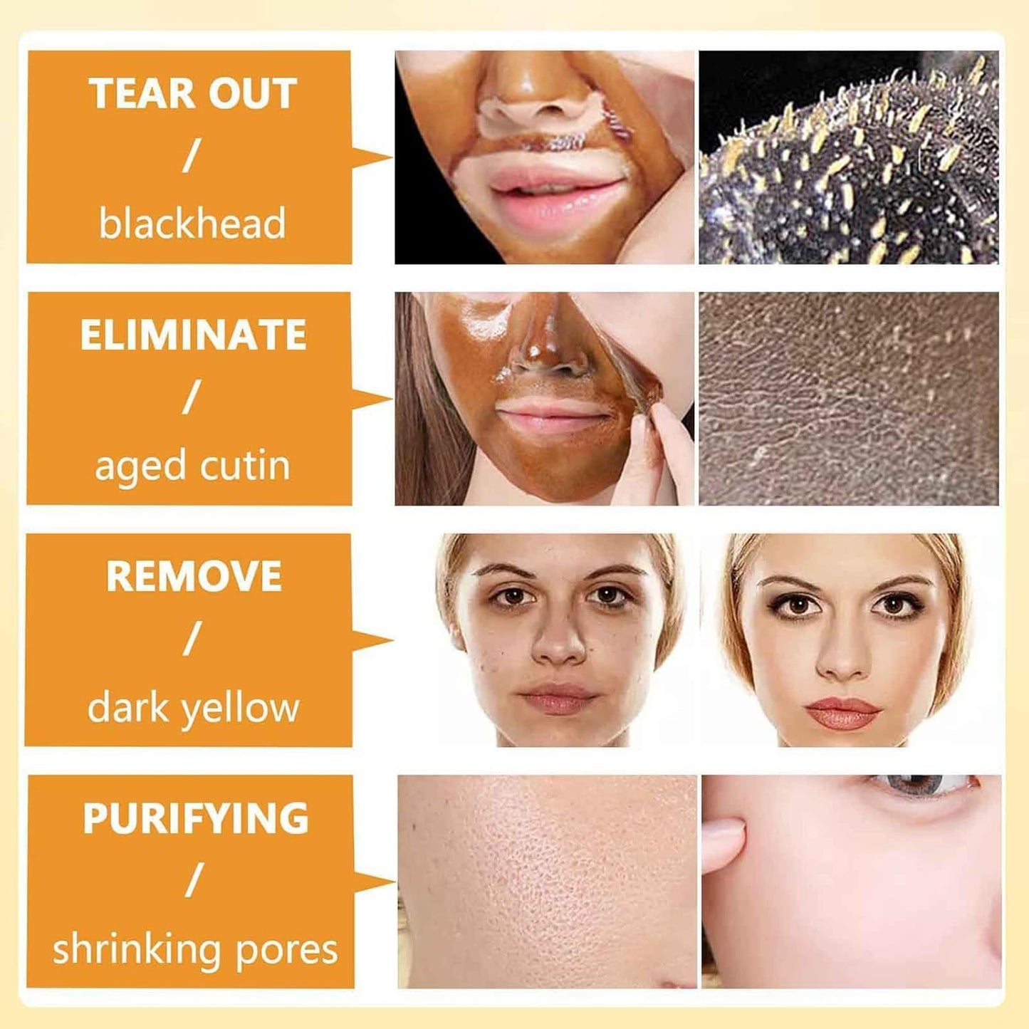 Honey Peel-Off Mask for Blackhead Removal & Pore Minimizing - Deep Clean Tearing Mask with Natural Propolis, Oil Control & Dead Skin Exfoliator, Reduces Wrinkles for Face Care