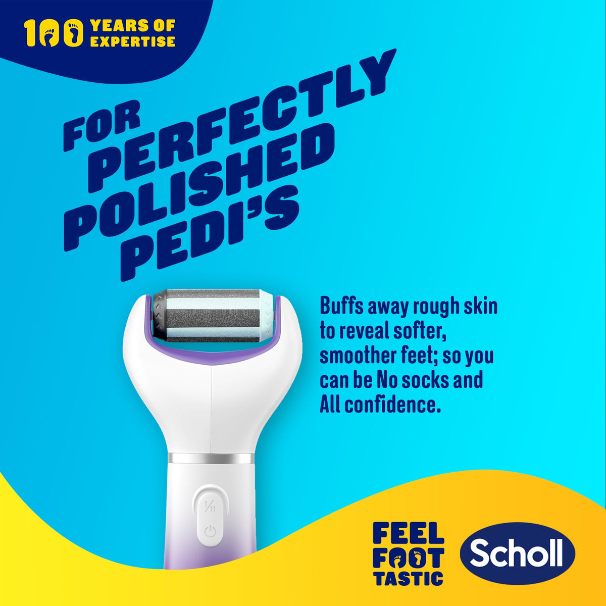 Dr. Scholl's Scholl ExpertCare 2-in-1 File & Smooth. Dual Speed Pedi Electric Foot File for Hard Skin and Callus Removal. Batteries Included