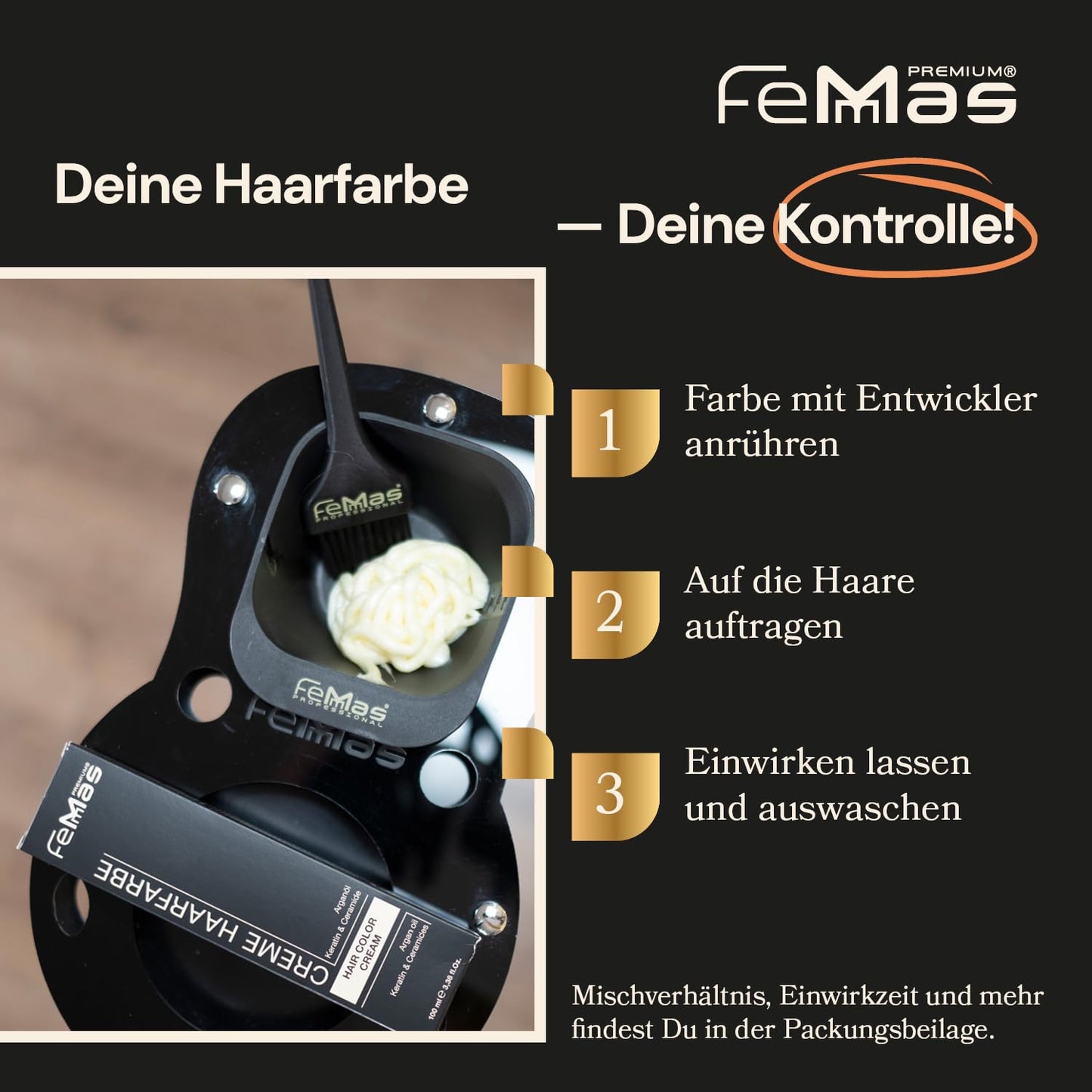 Femmas Hair Colour Cream, 100 ml Hair Colour with Argan Oil, Keratin & Ceramide (Dark Brown Red 3.6)