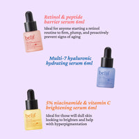 belif Super drops - discover glowing skin mini kit | Travel size, gift set, hyaluronic hydrating serum, peptide firming serum, vitamin C brightening serum, Korean skincare, Korean beauty (6ml x 3)