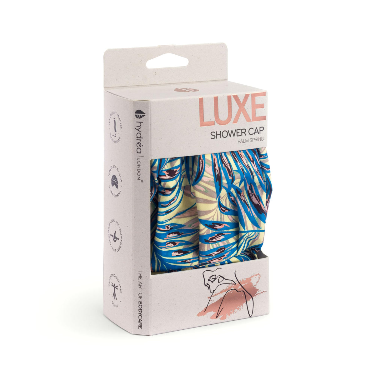 Hydrea London Hydréa London Luxury Shower Cap – Waterproof, Reusable, Stylish & Durable Hair Protection for Bath & Shower – Comfortable Fit, One Size, Elegant Design for Women (Palm Spring)