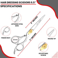 Nixcer Hair Cutting Scissors -Sharp Razor Edge Blade Hair Shears Series - 6.5" with Fine Adjustment – Stainless Steel Hair Scissors Professional for Men, Women & Babies (Silver)