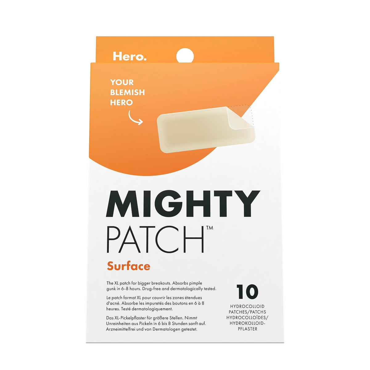 HERO COSMETICS Hero Mighty Pimple Patches Surface XL Spot Patches Acne Treatment 10 Count