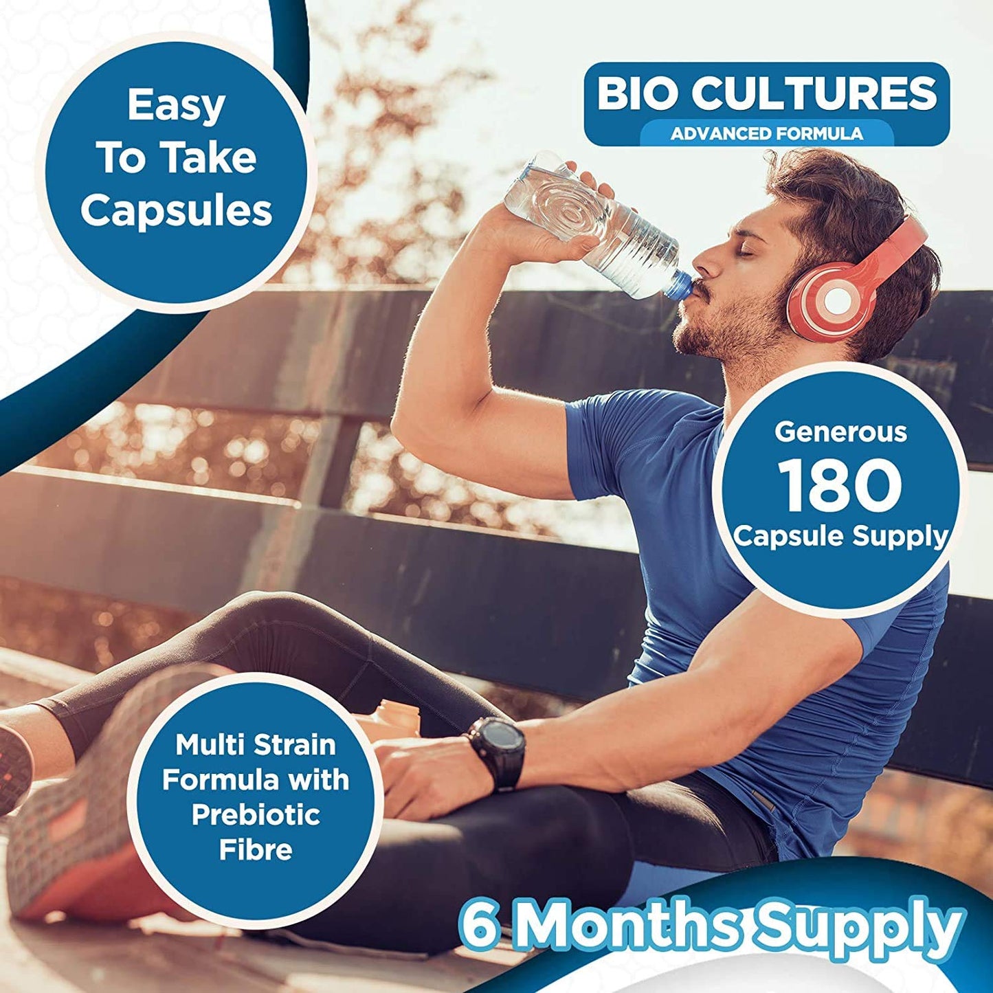 Natures Zest Bio Cultures Complex Probiotics & Prebiotics 60 Billion CFU – 6 Month Supply - Probiotics for Gut Health with Lactobacillus Rhamnosus - Probiotics for Women and Men - 180 Vegan Capsules