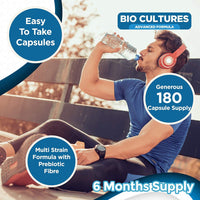 Natures Zest Bio Cultures Complex Probiotics & Prebiotics 60 Billion CFU – 6 Month Supply - Probiotics for Gut Health with Lactobacillus Rhamnosus - Probiotics for Women and Men - 180 Vegan Capsules