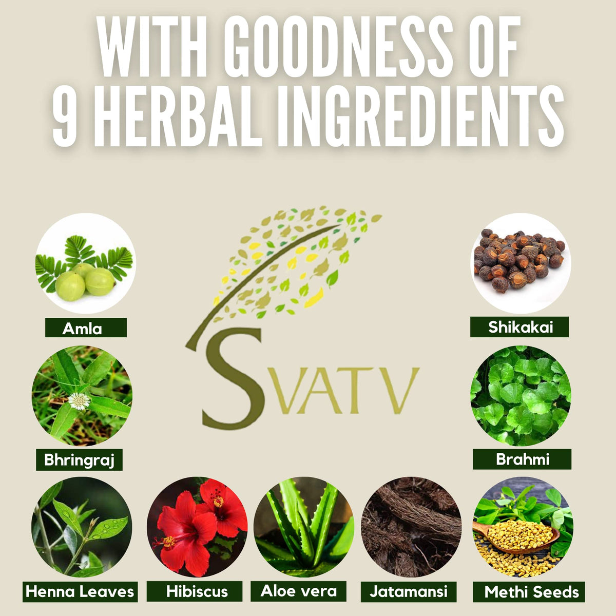 SVATV Brown Henna Hair Colour with Goodness of 9 Herbs | Brown Henna Mehndi for Hair, Make Hair Soft & Shiner Natural Hair Color for Men & Women 227g,08oz