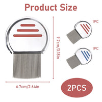 Fadbudss 2 Pack Lice Combs, Flea Lice Removal Combs Head Nit Treatment for Long Thick Hair, Stainless Steel Flea Lice Hair Combs Removes Headlice Dandruff Nits Ticks Eggs-Lice with Double Sided Teeth